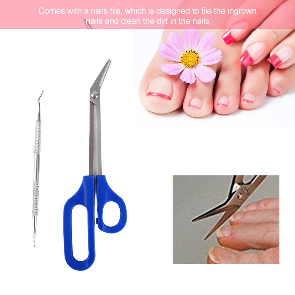 Stainless Steel Pedicure Nail Tool Set Long Handle Toenail Scissors Nails File