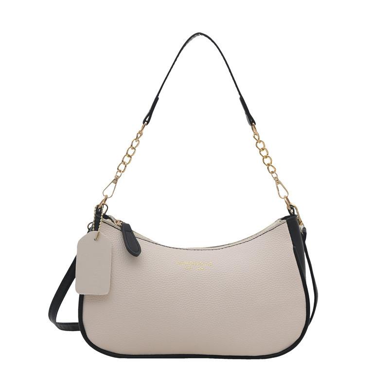 

Fashion Chain Shoulder Bag For Women With Pu Leather And Zip Closure білий