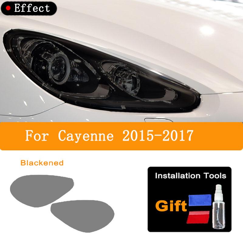 2 Pcs Car Headlight Tailight Protective Film Transparent Black TPU Sticker For Porsche Cayenne Macan Taycan 2011 To