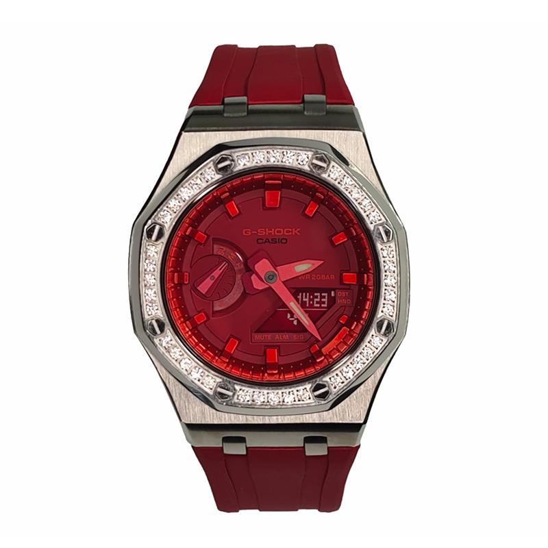 

CASIO Men Liquid Crystal,Analog Dual Display Series 44mm Red Watch GA-2100-4A(Watch3--)