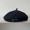 Heart Embroidery Knitted Beret Hat Round To Painter Beret Cap  Autumn and Winter