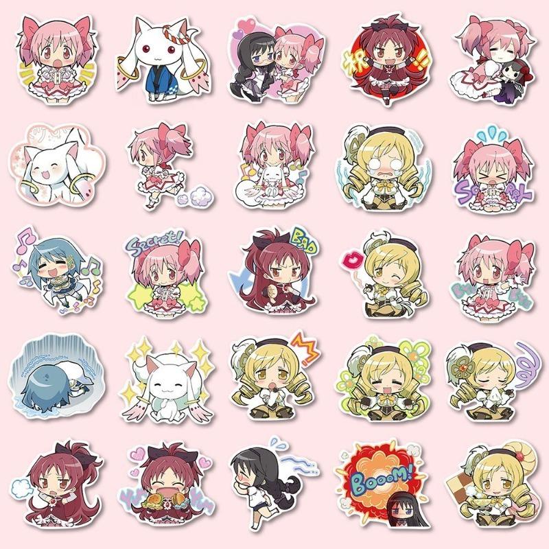 48 Pcs Cartoon Puella Magi Madoka Magica Stickers - High-Quality Appearance Notebook Cute Diy Decoration Stickers Gift