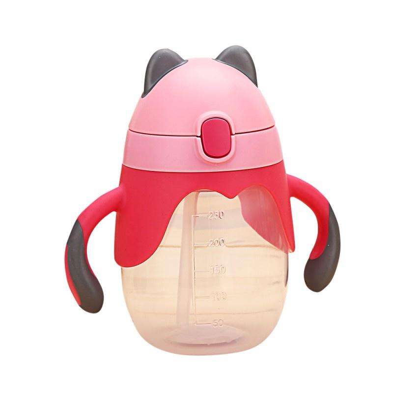 Cute Baby Cup Kids Children Learn Feeding Drinking Water Straw Handle Bottle Training Cup Baby