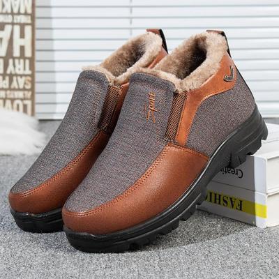 Fashion Men's Boots Slip On Winter Shoes For Men Fur Ankle Boots Waterproof Snow Boots Winter Chaussure Hommes Casual Booties For Men