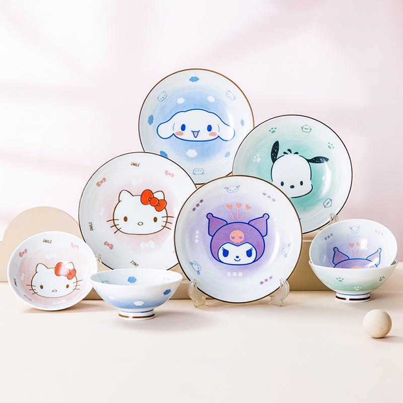 Sanrio Kuromi Pochacco 5inch Rice Bowl Heathy Ceramic Kawaii Conical Bowl Home Children's Eating Bowl Heat-resistant Tableware