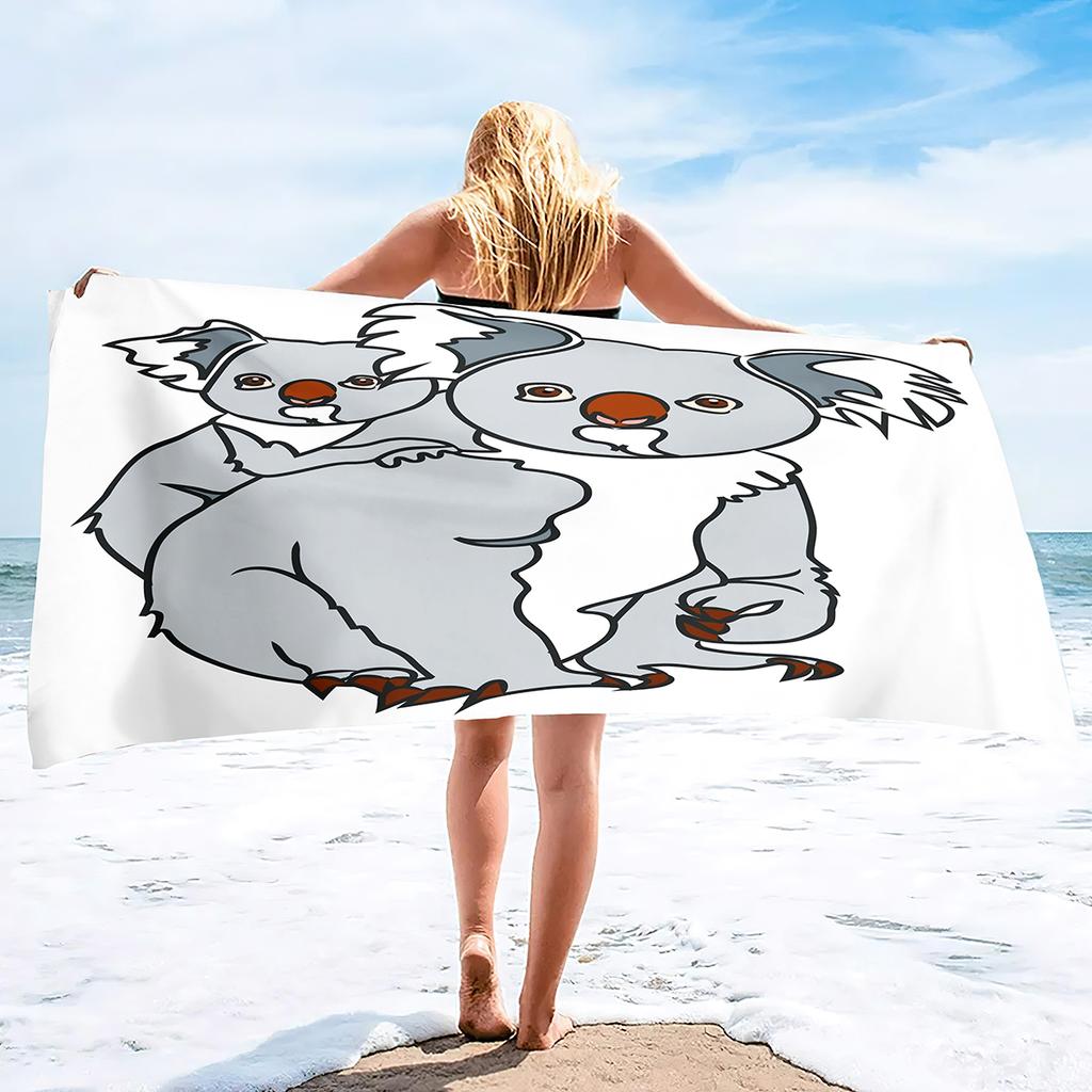 Cartoon Koala Strandtuch Mikrofaser Kawaii Wildes Tier Badetücher Schnelltrocknend Schwimmbadtücher Fitnessstudio Poolside Sonnenliege Überwurfdecke
