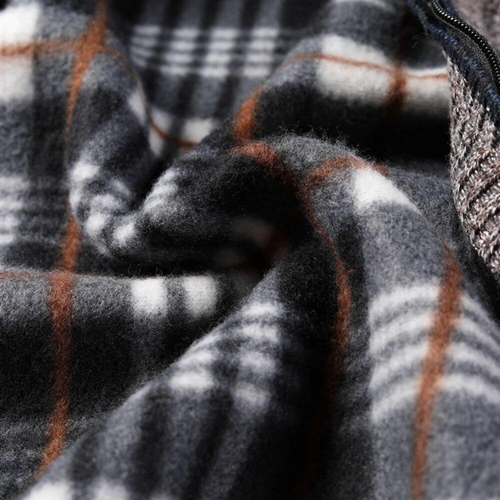 2024 Autumn Winter New Men's Jacket Slim Fit Stand Collar Zipper Jacket Men Solid Cotton Thick Warm Men Sweater