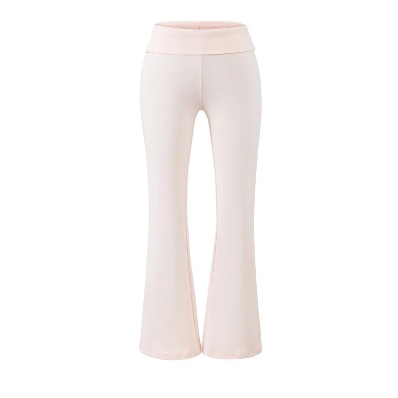 

Women s Double-Layer Slim-Fit Flared Yoga Pants - Elastic, Stylish, Tight-Fitting, Casual Long Pants S розовый