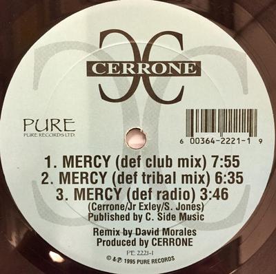 12inch Record CERRONE - Mercy PE22211 Pure Records US Dance & Electronica Used