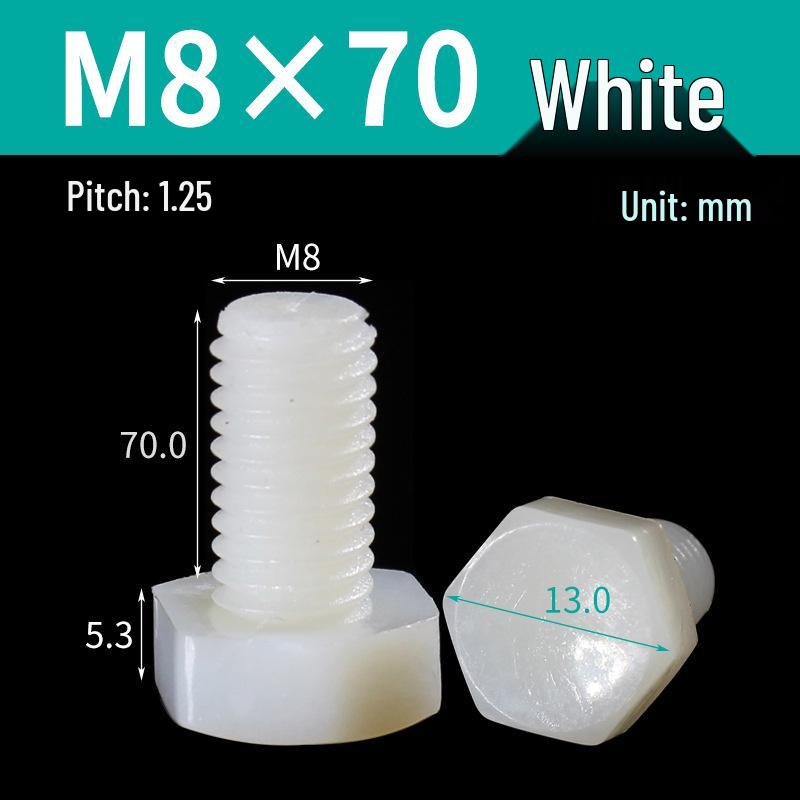 M3-M12 Isolierte Nylon-Sechskantschrauben mit vollem Gewinde