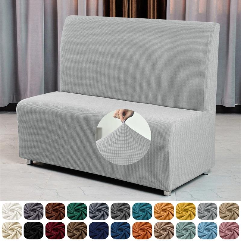 Solid Color Jacquard Sofa Cover Stretch Armless Sofa Seat Covers Non Slip Couch Slipcovers For Bar Cafe El Restaurant Decor