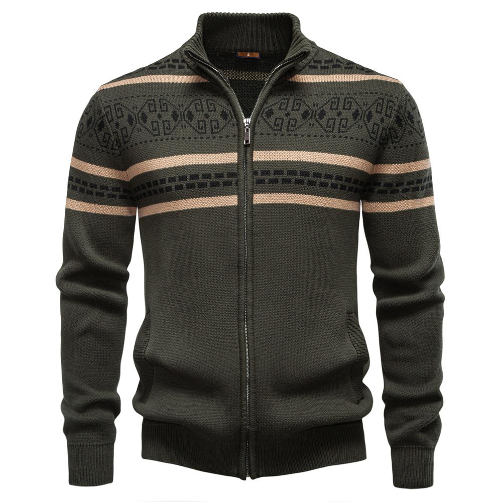 AIOPESON New Autumn High Quality Stand Collar Jacket Men Warm Winter Cotton Coat for Men Ethnic Patterns Casual Mens Outerwear