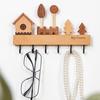 Rustic Wood Key Hanger Hanger with Decorative Wall Mounted 6 Hooks Entrance Key Hanger for Keys