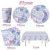 Mermaid Birthday Party Decorations Tableware Plate Cup Napkin Balloon Hanging Banner Party Decor Girl Favor Baby Shower Supplies
