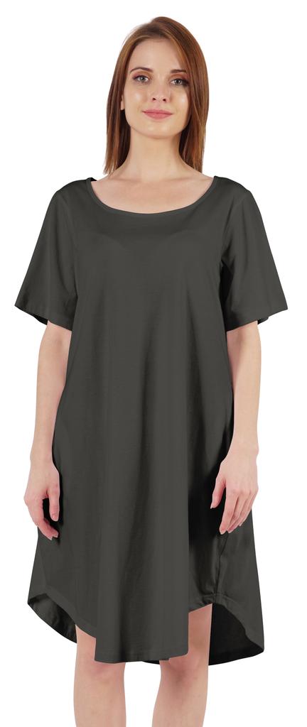 Inkmeso Noční košile pro ženy s krátkým rukávem W Noční košile s kulatým výstřihem Jersey tunika