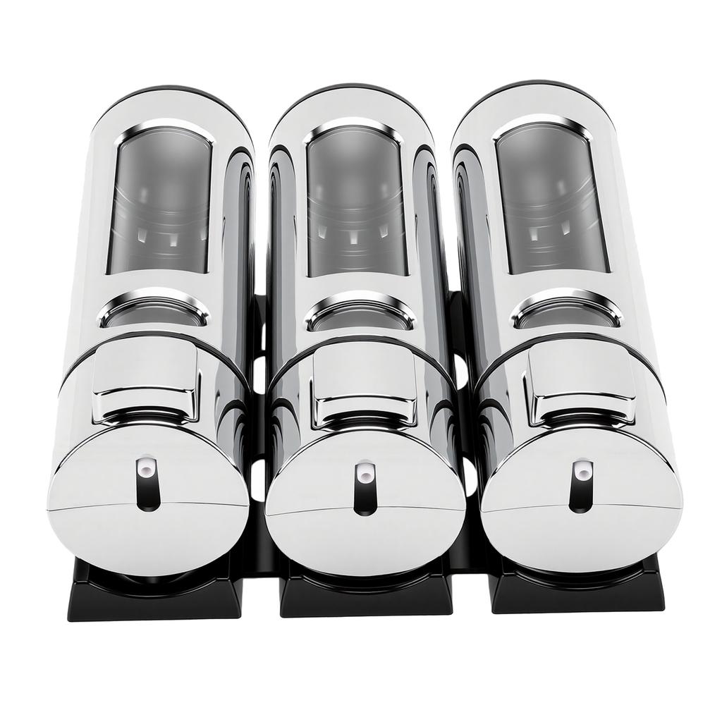 Dispenser da Doccia a 3 Scomparti 3x400ml Grande Capacità Ricaricabile Montato a Parete Dispenser per Shampoo e Balsamo per Bagno