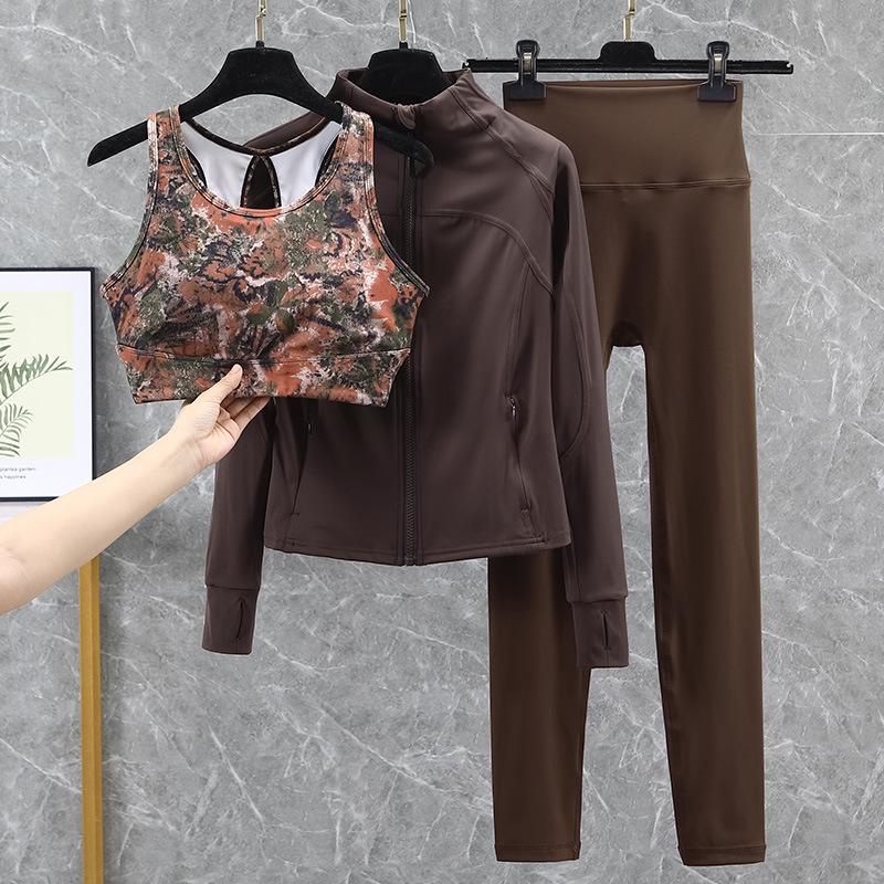 Damski strój do jogi i biegania z wysokim stanem, szybkoschnący - Podnoszący biodra, zestaw fitness na wiosnę/jesień