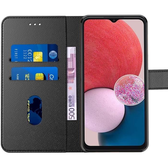 Lot de 2 Verres Trempés+ Coque pour Samsung A23 5G Intégrale Anti-Rayure Effet Cuir Noir