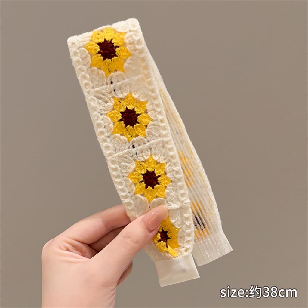 Retro Knit Adjustable Hairband for Adults Soft and Comfortable Headband Knitting Floral Hairpieces for Women and Girls