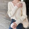 Elegant V-Neck Knit Sweater: Women’s Loose, Casual Long-Sleeve for Autumn/Winter