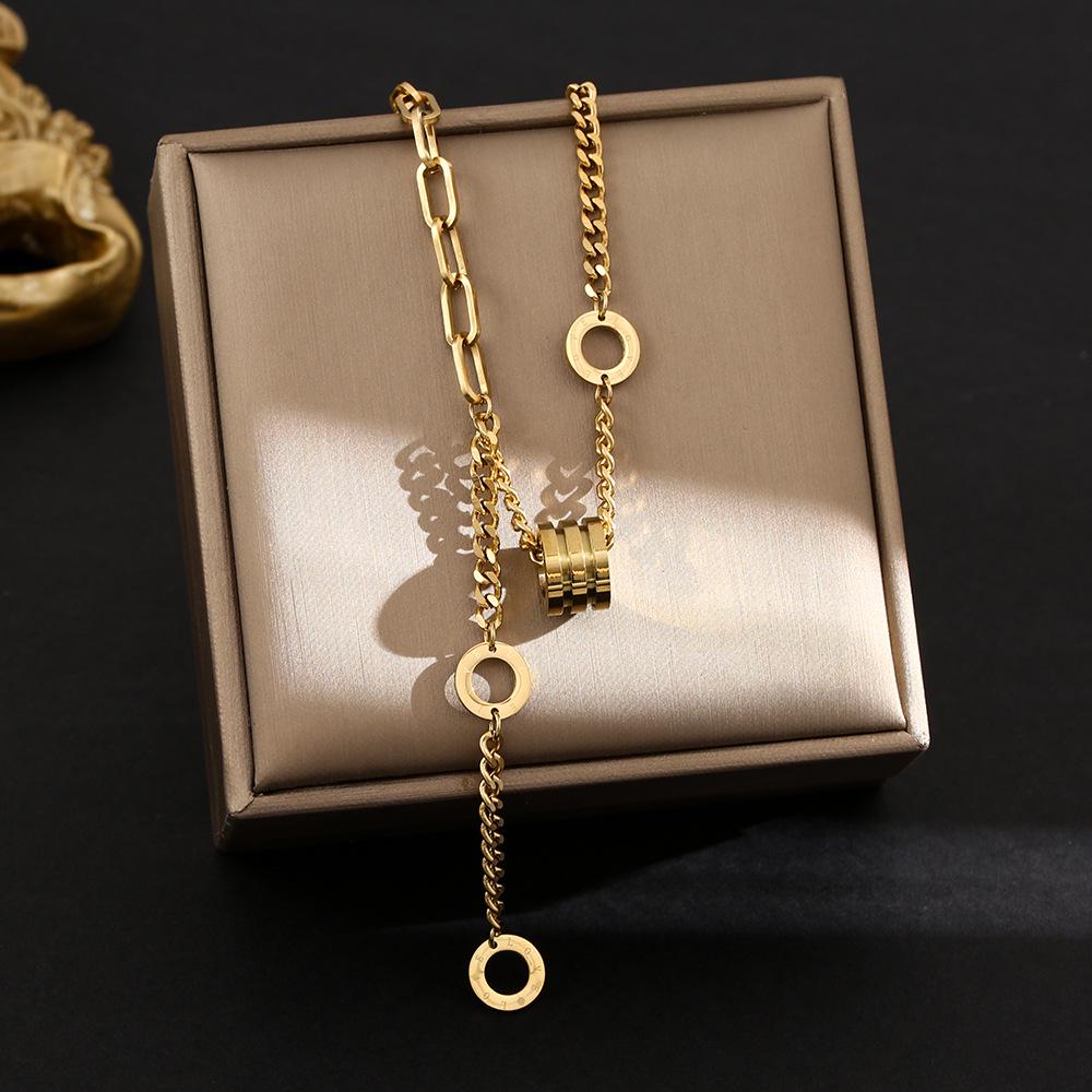 Colier din Oțel Titan Placat cu Aur de 18K, Lanț Claviculă de Înaltă Calitate pentru Femei - Bijuterii care nu se Decolorează