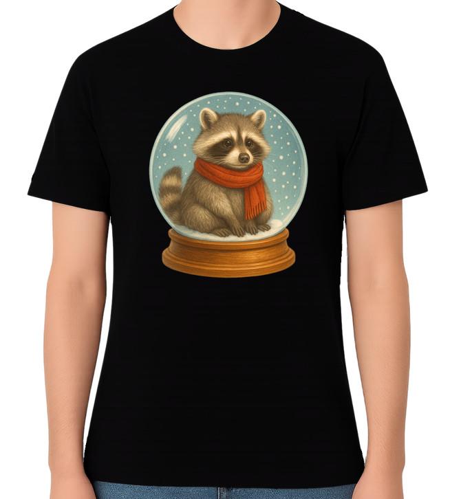 

Cute Raccoon Snow Globe Graphic Unisex T-Shirt Cozy Winter Animal Tee 5XL різнокольоровий
