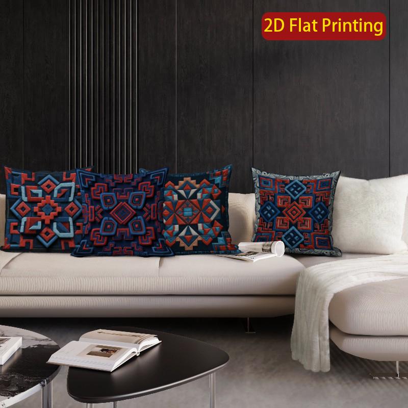 2D Boho Aztec Geometric Throw Pillow Covers Pattern Cushion Cover Suitable For Sofa Bedroom Car Pillow Cover