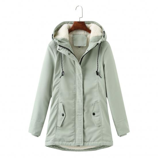 Hooded Fleece-Lined Thickened Workwear Style Cotton Jacket for Women Multi-color Options for Warm and Windproof Mid-length Winter Coats