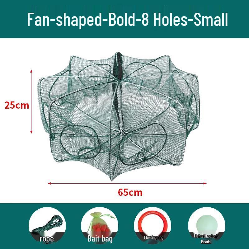 Foldable Thickened Fish and Shrimp Trap Net for Outdoor Fishing.