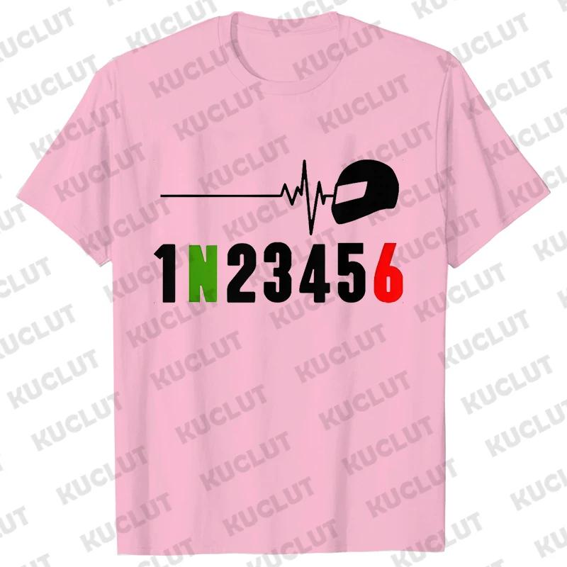 1N23456 Motocyklový převodový tep Tričko Pánské Tričko Horský jezdec Moto kolo Trička Pánské Dámské Tričko Krátký rukáv Topy