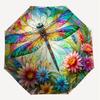 1PC Dragonfly Stained GlassAutomatic Open/Close Umbrella with Windproof, 8-Rib Sturdy Canopy, Durable Ribs, Fashionable Design, Outdoor Accessory, Fun
