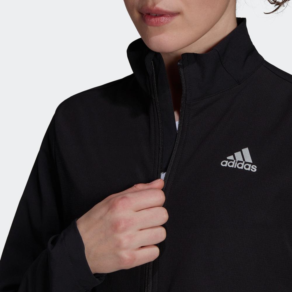 Adidas Logo Print Stand Collar Zip-Up Jacket Women Jackets Black GU3834
