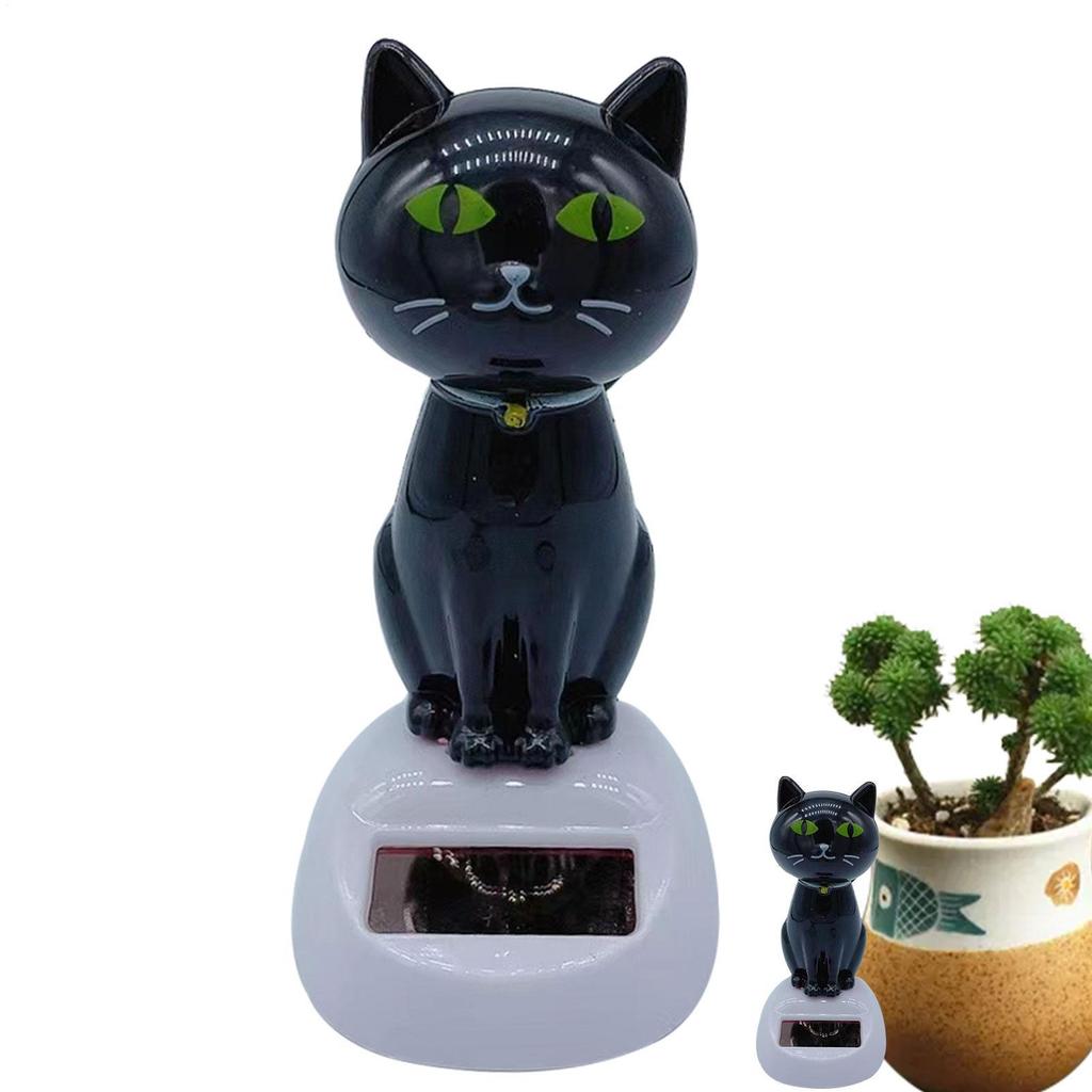 Solar Powered Swinging Cat Doll Dancing Toy Cute Cartoon Small Animated Bobble Dancer Swinging Cat Dashboard Decoration