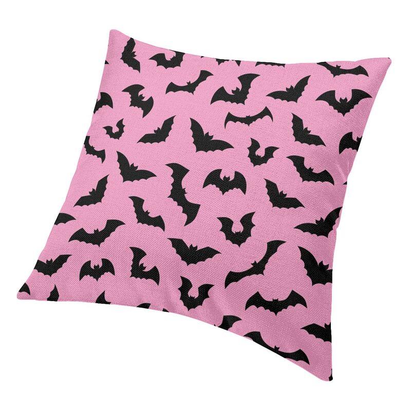 Pastel Goth Pink Black Bats Nordic Throw Pillow Cover Home Decorative Halloween Witch Chair Cushion 45x45cm Pillowcases