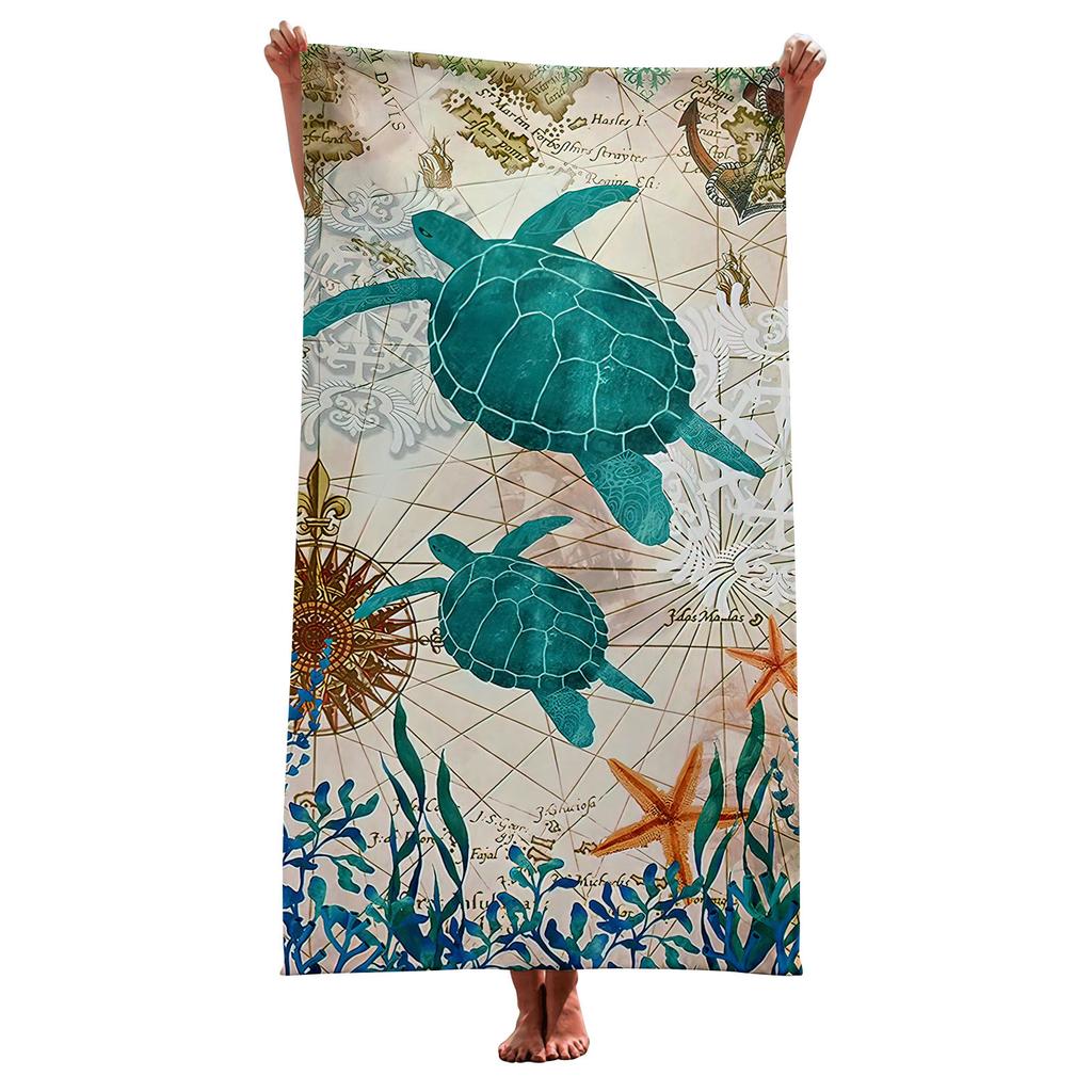 Toalla de Playa Tortuga Marina Microfibra Animal Marino Toalla de Baño Temática Náutica Toallas de Secado Rápido para Niños Adultos Natación Deportes Viajes