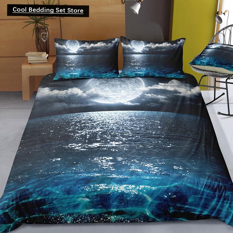 Set de lenjerie de pat Dream NS Modern Nature Imprimare digitală 3D Plajă Coconut Grove Summer Dormitor Husă de pilote Față de pernă Kit de lenjerie de pat