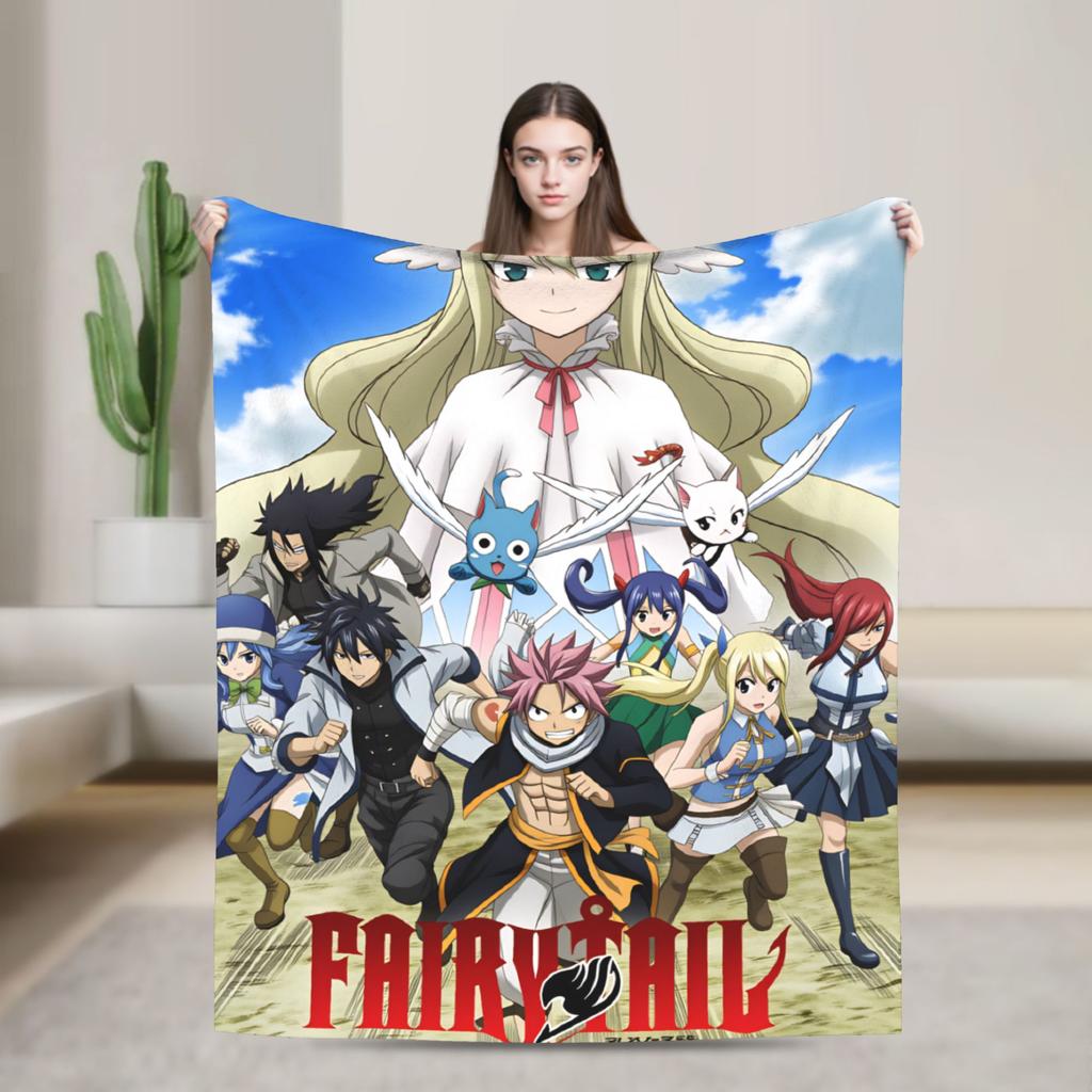 Fairy Tail Warm Soft Blanket Japanese Anime Travel Plush Throw Blanket Aesthetic Couch Chair Flannel Bedspread Sofa Bed Cover