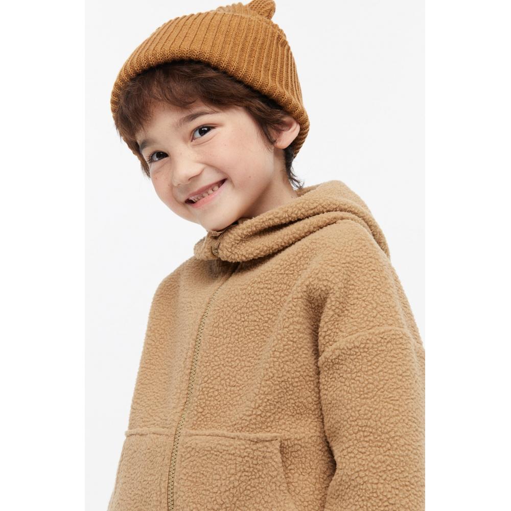 

Куртка с капюшоном из ворса HM бежевого цвета