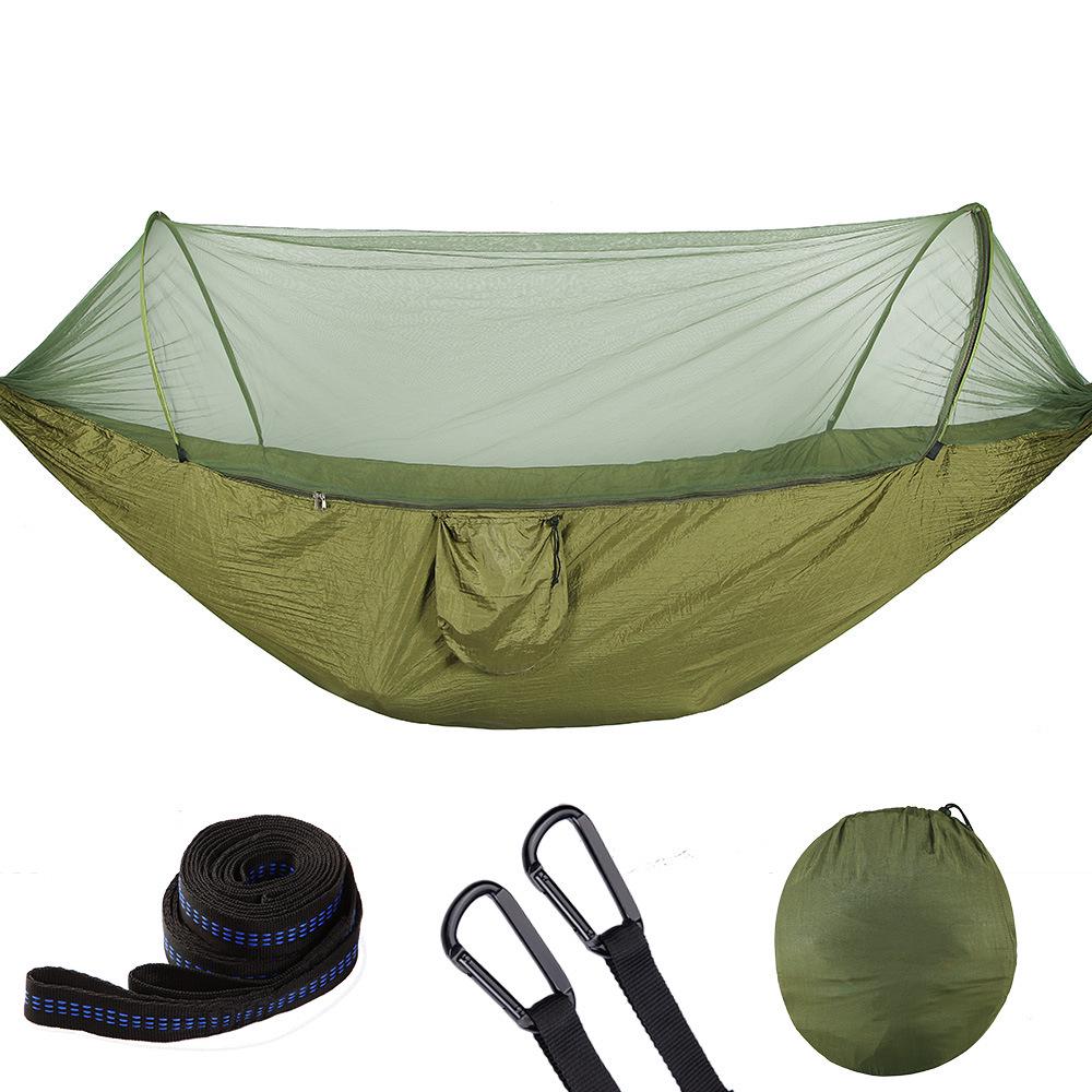 Quick-Open Mosquito-Proof Outdoor Hammock: Encrypted Mesh Parachute Nylon with Mosquito Net for Single/Double Camping