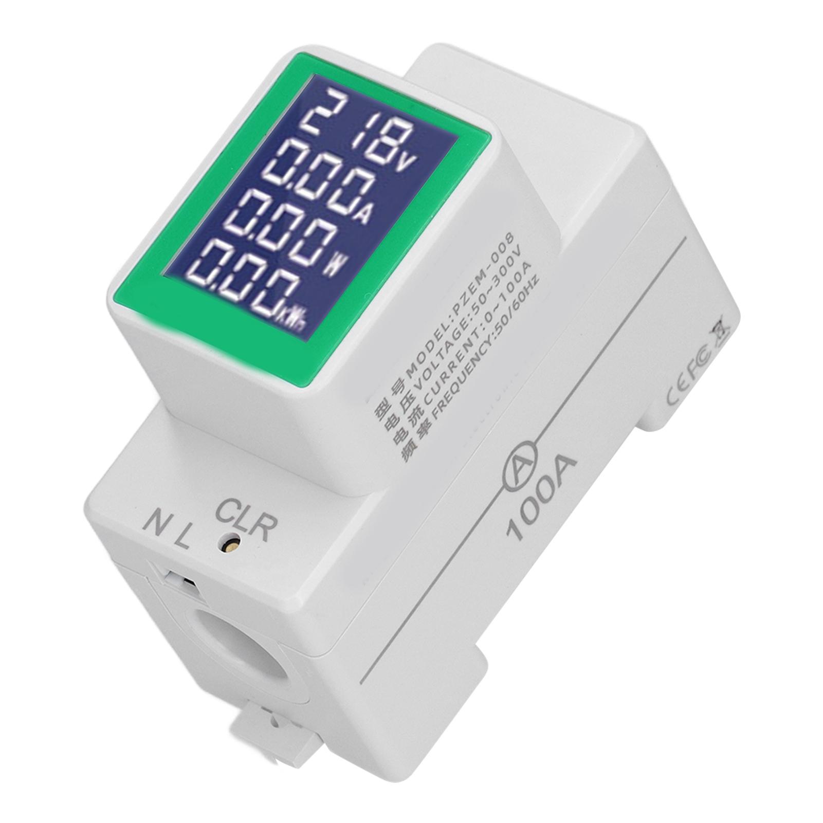 

DIN Rail Meter Digital Voltmeter Ammeter Power Energy Monitor Multimeter Tester AC50‑300V 100A