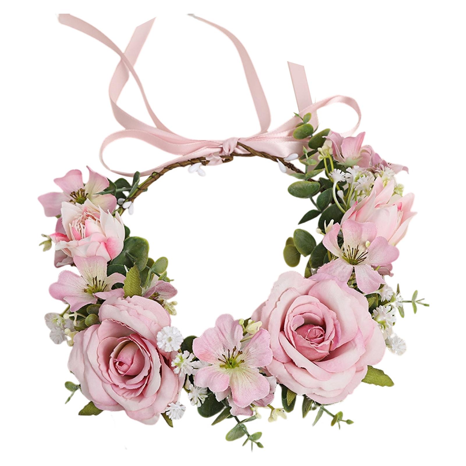 Bohemian Style Flower Wreath Elegant Simulated Flower Hair Crown Spring Outdoor Photography Props Girls Hair Decor Accessories