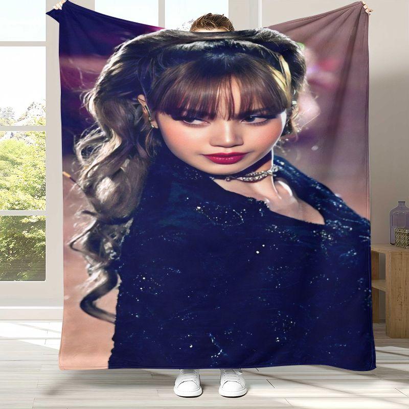 Korean Idol L-Lisa Rockstar Solo Kiss Me Flannel Blanket,Cozy Warm Throw Blanket for Bed,Sofa,Living Room,Camping,Home Decor