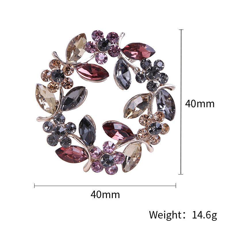 European and American Style Multi-Colored Floral Wreath Brooches, Fashionable Rhinestone Pins, Versatile and Elegant Suit Accessories