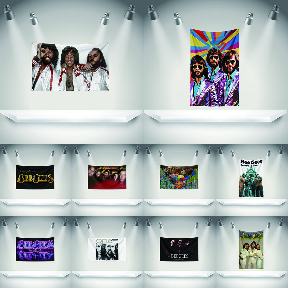B-bee gees Flag Rock Music Band Banner HD Printing Tapestry Exhibition, Music Band Fans, Garage Decor