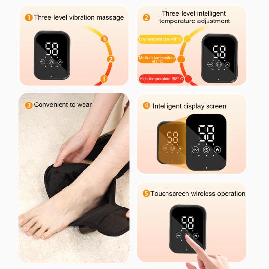 Cordless Ankle Massager 3-in-1 Heated Ankle Wrap Foot Massager with 3 Vibration Modes And 3 Heat Levels for Achilles