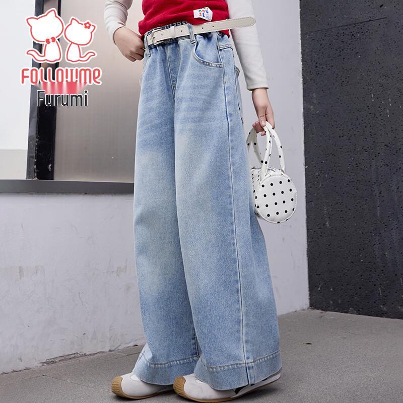 

Джинсові штани вільного крою з широкими штанинами для дівчат Fu Luomi Весна 2026 140