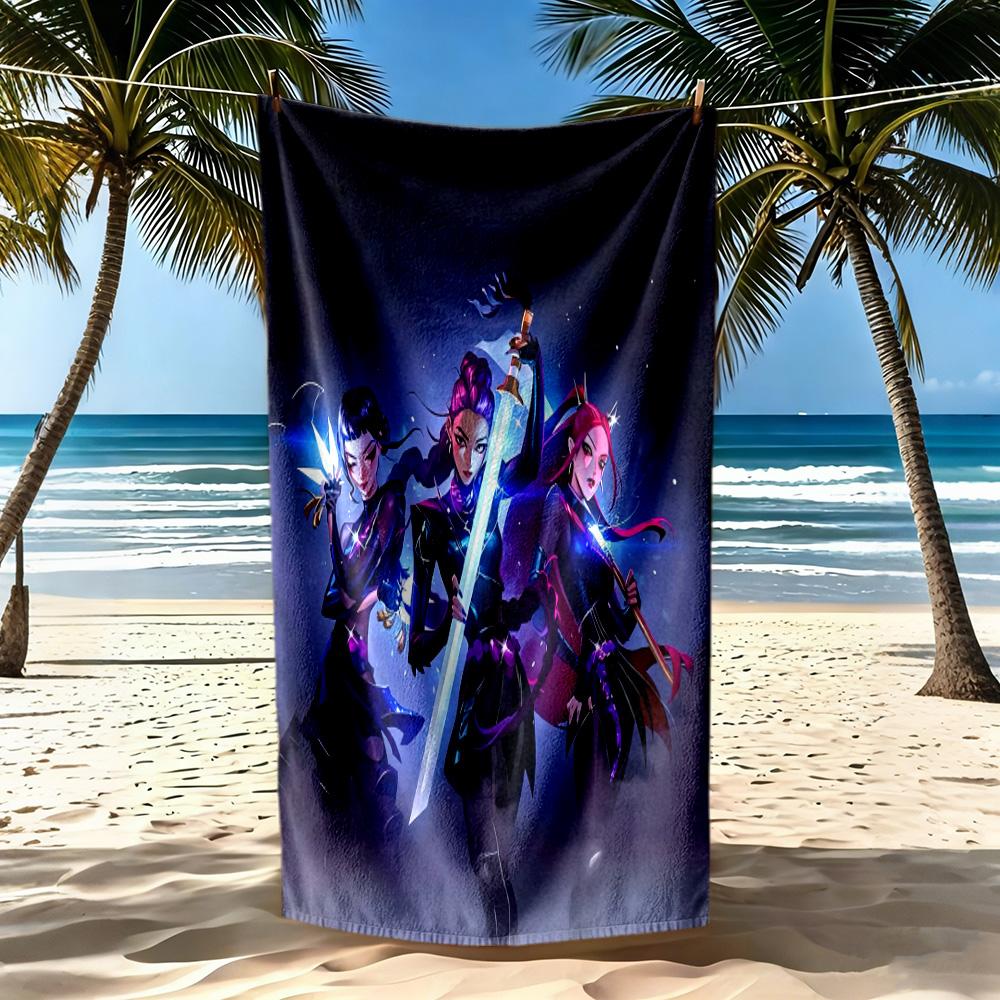 Huntrix Girl Beach Towel Quick-Dry Soft Microfiber Comfortable Lightweight Perfect for Traveling Yoga Camping and Swimming