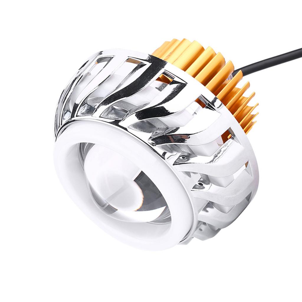 Motorcycle LED Headlight Projector Lens Dual Angel Devil Eye Head Lamp Type Blue Pink