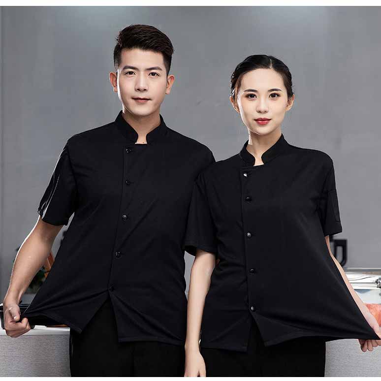 Summer Cool Unisex Chef Jacket Breathable Short Sleeve Cook Shirts Men and Women Restaurant Hotel Uniform Catering Work Coat