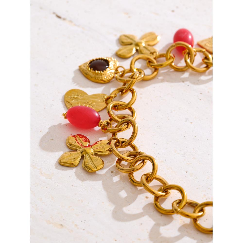 Eetit Stainless Steel Acrylic Metal Flower Heart Pendant Charms Necklace Waterproof Statement Fashion Waterproof Jewelry New